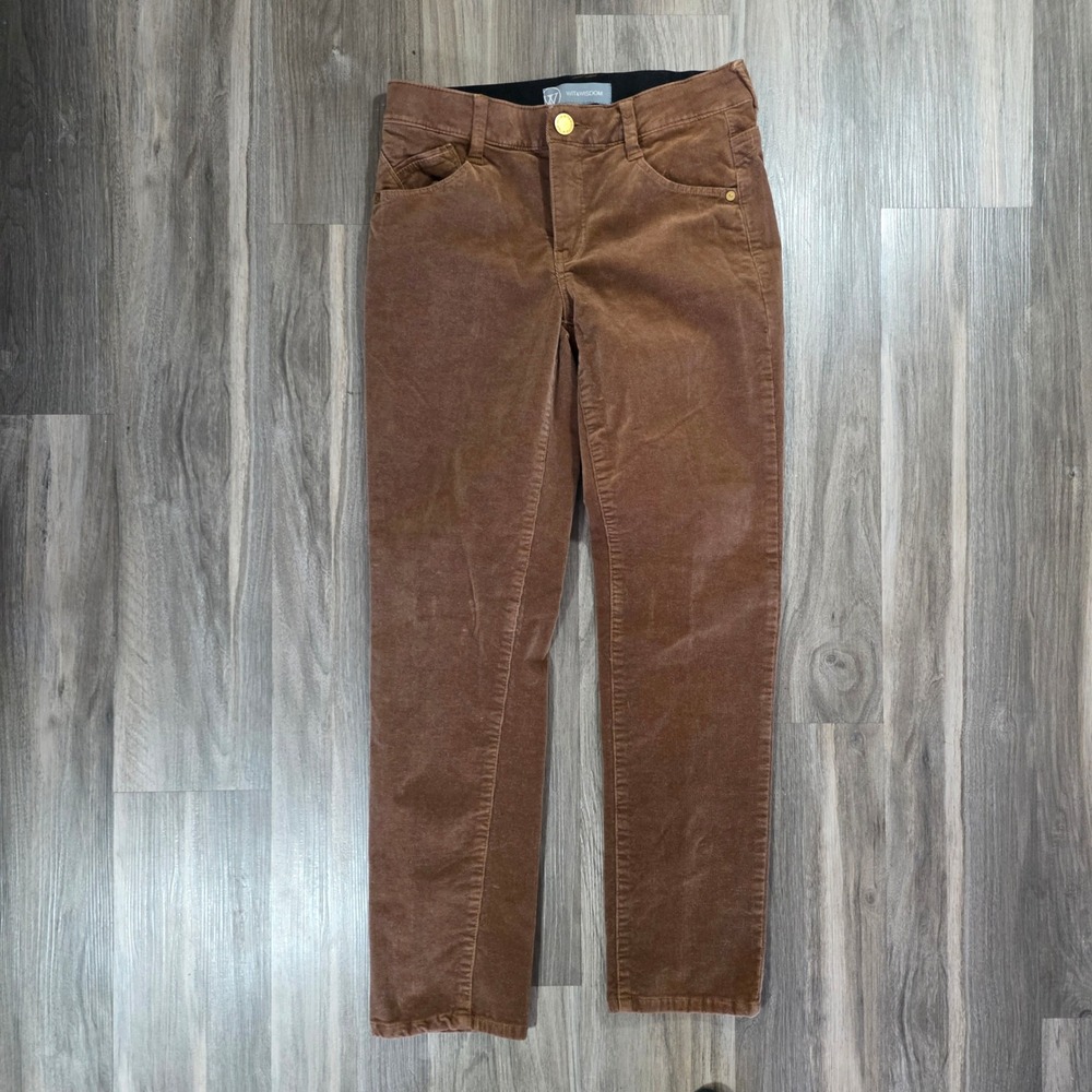 Wit & Wisdom Ab-solution Brown Corduroy Petite Pants 2P‎ Slim Straight Leg